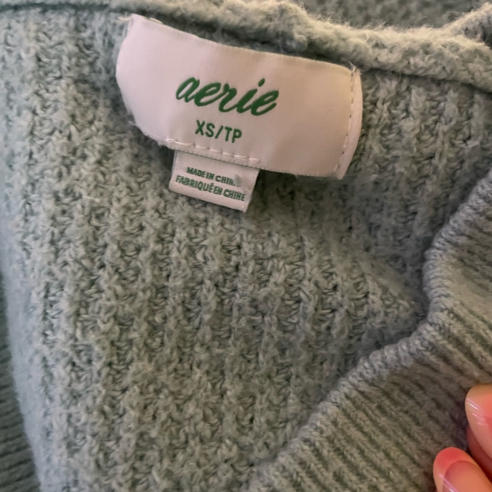 Aerie Light Green V-Neck Sweater - Picture 3 of 3